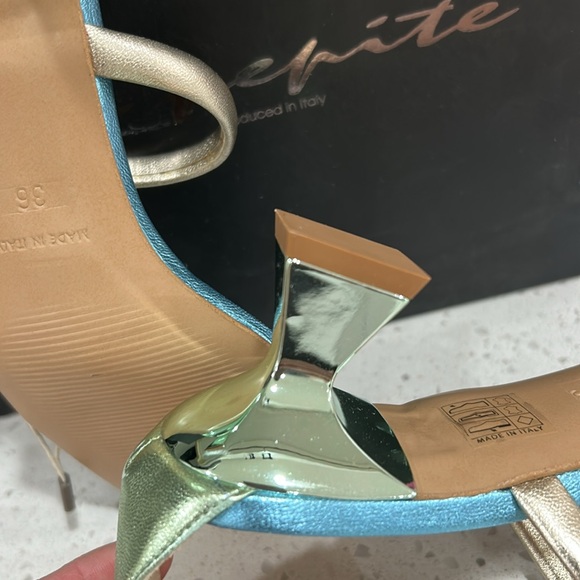 LÊ PEPITE Women’s Geometric Metallic Italian Designer Heels EU Size 36 US 6 or 7 - Picture 6 of 15